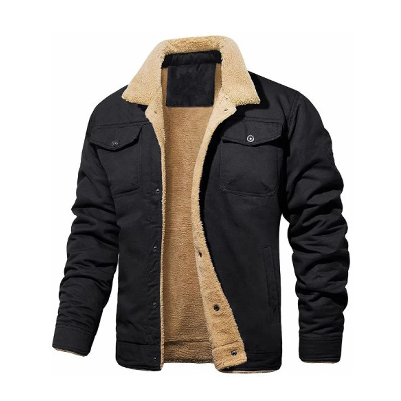 Men Autumnwinter Retro Plush Jacket Thickened Windproof Loose Comfortable Warm Fashionable Street Style Casual Work Jacket 250811