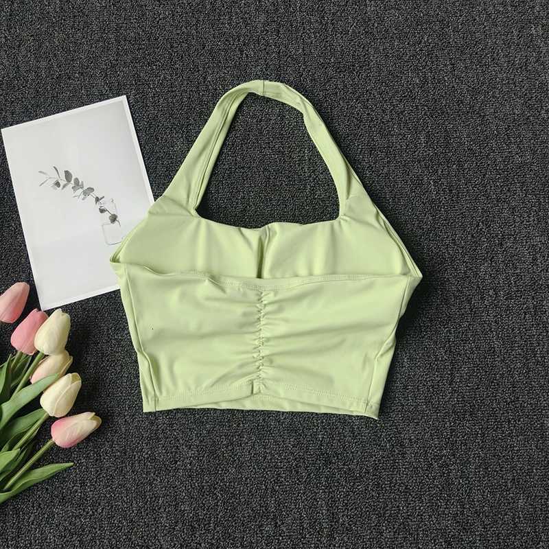 Sports Vest for Women Wearing Chest Pad Shockproof Fitness Bra with Neck Halter Fast Drying Beautiful Back Underwear Summer Z250812