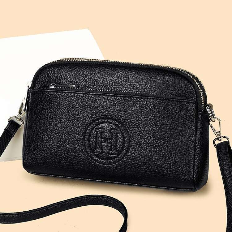 Women's Phone Crossbody 2025 New Versatile Simple Korean Style Letter Leather Fashion Zipper Bag
