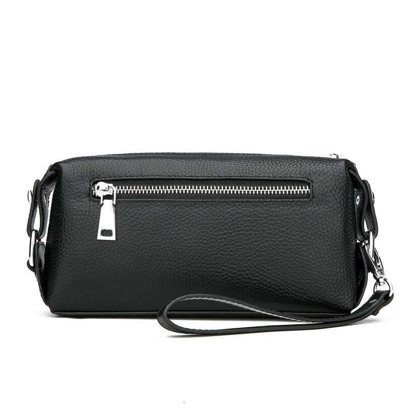 Solid color cowhide leather men's handbag card wallet bolso de mano hombre clutch designer bag bags for men