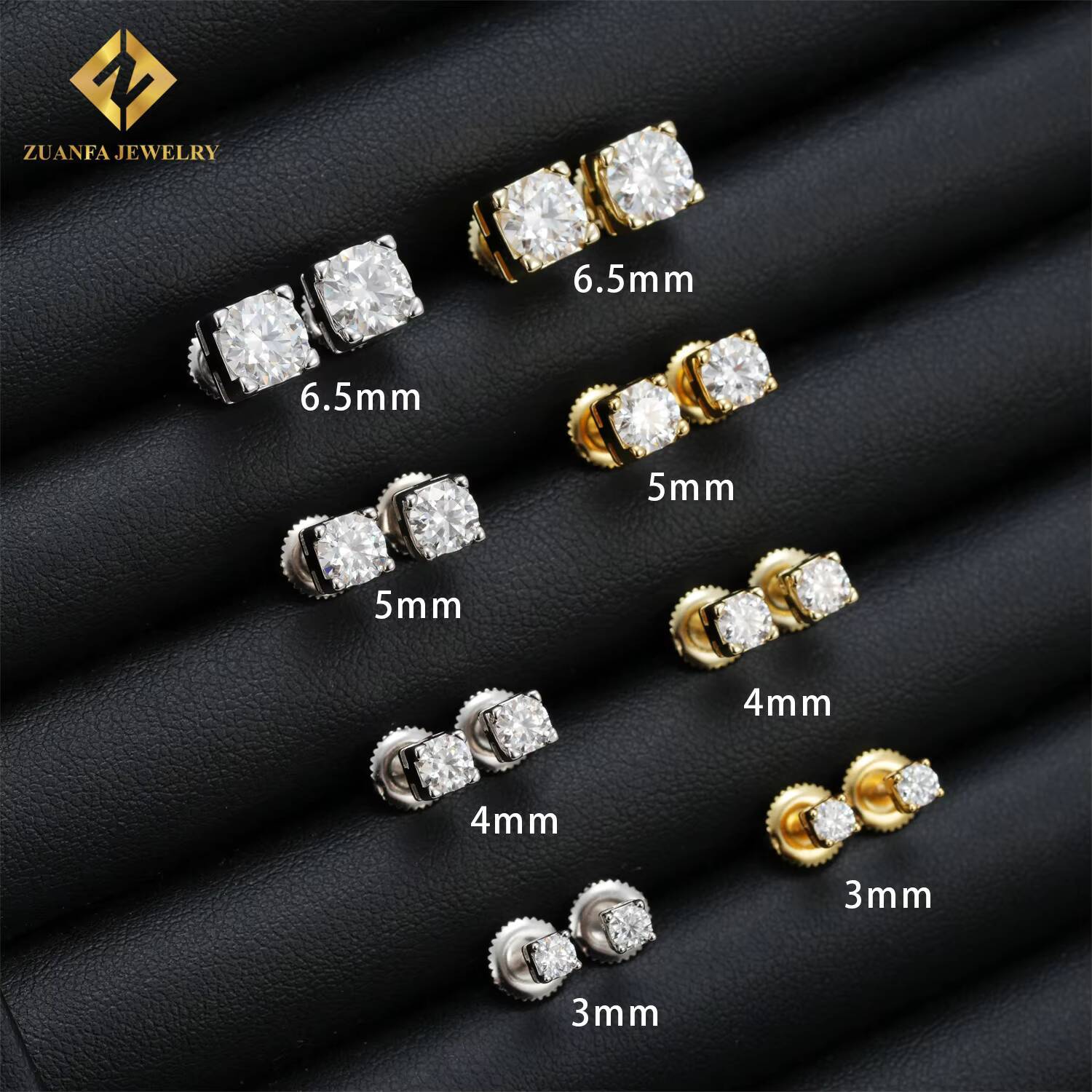 Wholesale Luxury Moissanite Earrings VVS 925 Silver GRA Certified 3mm 4mm 5mm 6.5mm Pass Diamond Tester