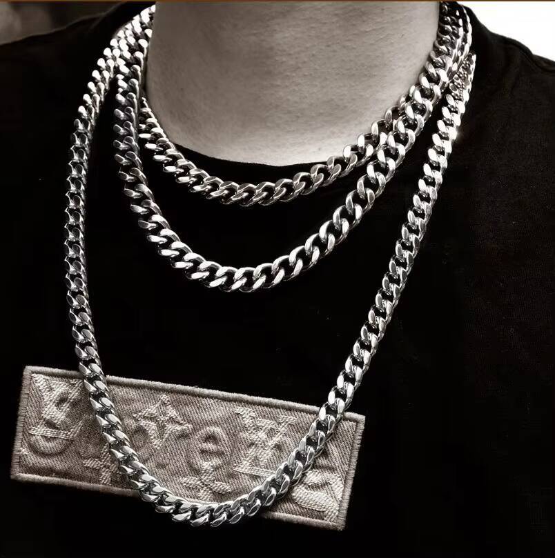 Men Fashion Jewelry Street-wear 10mm Thick Hip Hop Necklace Women 18K Real Gold 316L Stainless Steel Miami Cuban Link Curb Chain