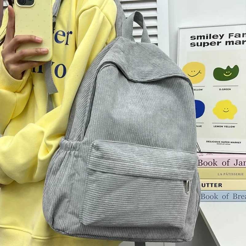 Versatile Zipper Corduroy Solid Colors Fashion Backpacks 2025 New Large Capacity Sewing Thread Schoolbags for Women Causal Y250811