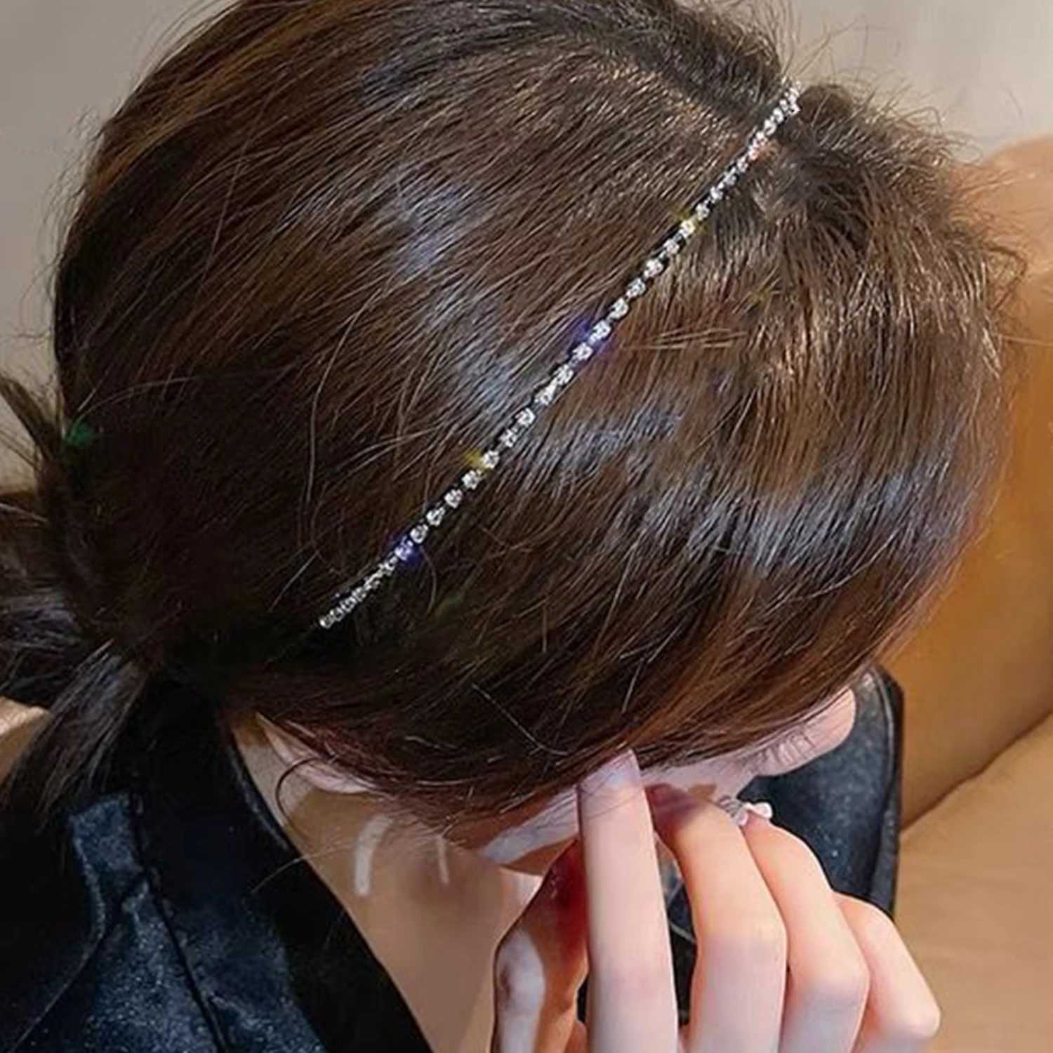 Fashion Korea Crystal Band for Women Rhinestone Hairband Beads Bezel Girls Hair Accessories Simple Wear X250812