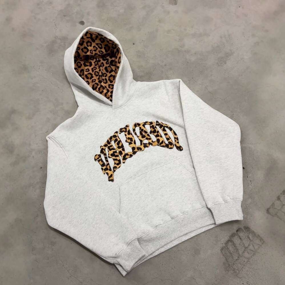 2025 Summer New Street Style Leopard Print Casual Double-Headed Shorts Unisex Hooded Sweatshirt Set