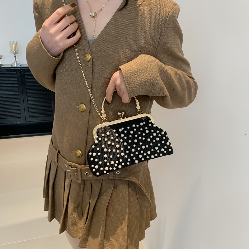 Chinese Style Pearl Clip Solid Color Cheongsam Accessories Evening Chain Fashionable Handheld Crossbody Women s Bag ddmymarket
