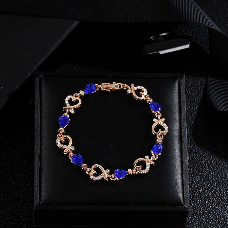 Korean Style Hand Jewelry Hollow Flower Inlaid Dia Lady Heart Bracelet Valentine's Day Gift