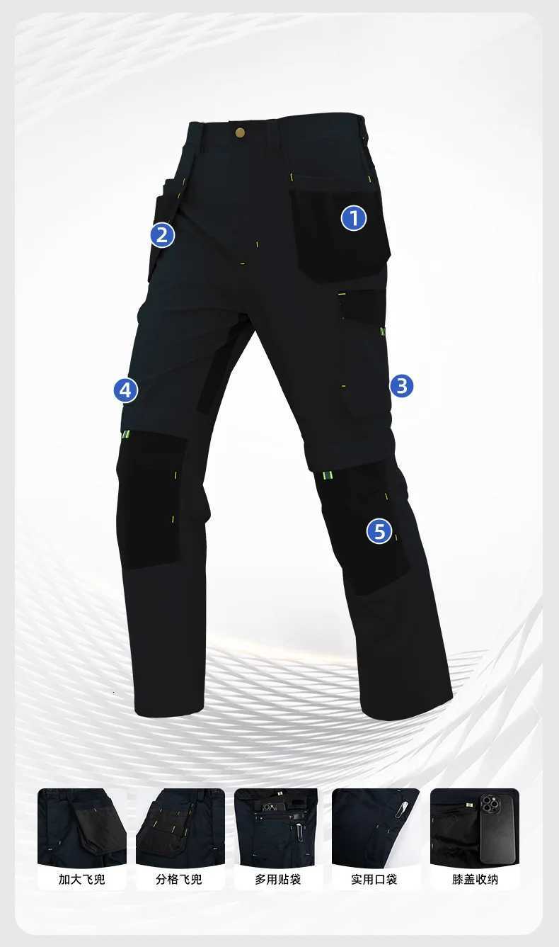 Men Work Pants Multi Pockets Tooling Trousers With Fly Pockets High Quality Stretch Safety Worker Mechanic Cargo Pants Workwear X250812