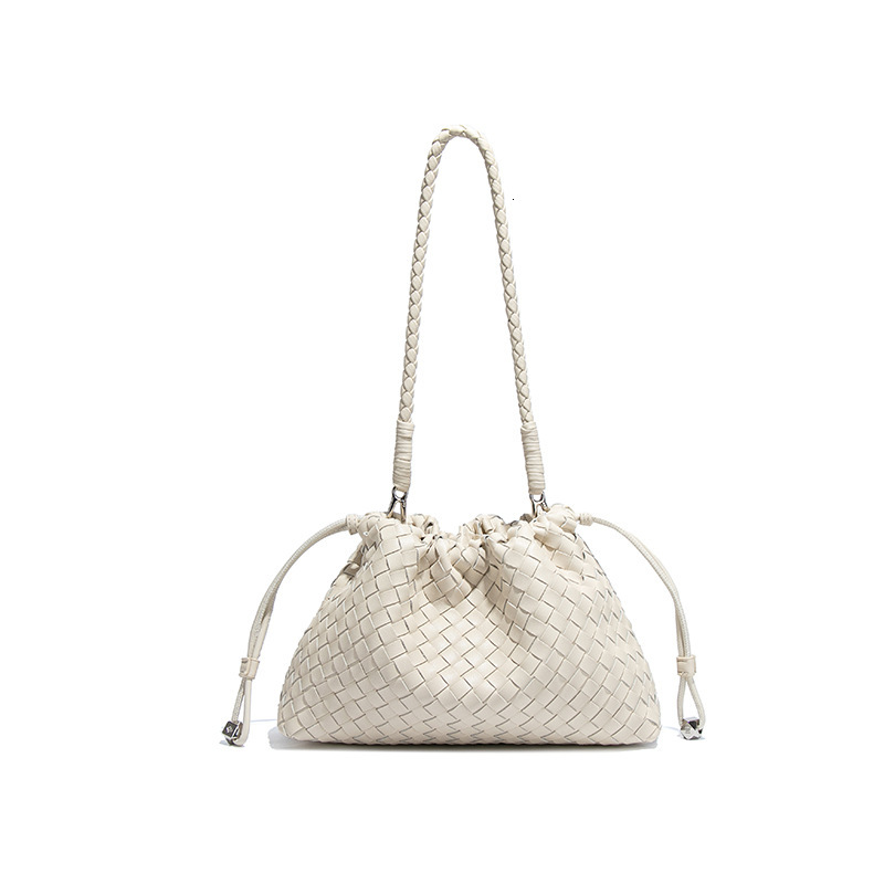 2025 Designer's New Simple Women's Fashion Multi functional Drawstring Wrinkle Weaving Single Shoulder Underarm Bag