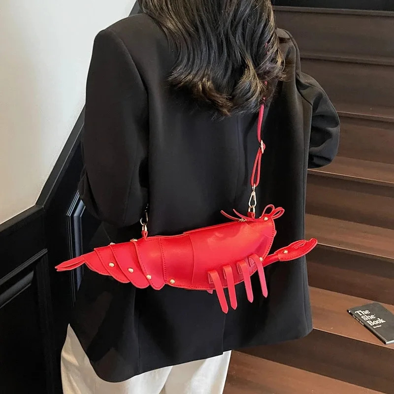 PU Zipper Niche Crossbody Bags Lobster Shape n Sense High Quality Ladies Solid Color Rivet Fashion Shoulder 250811