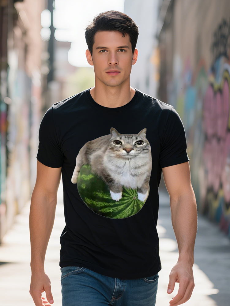 Comfort Meme T-Shirt Funny for Men Women Attire Cotton Black with Vibrant Cat Design Graphic Tee Trendy