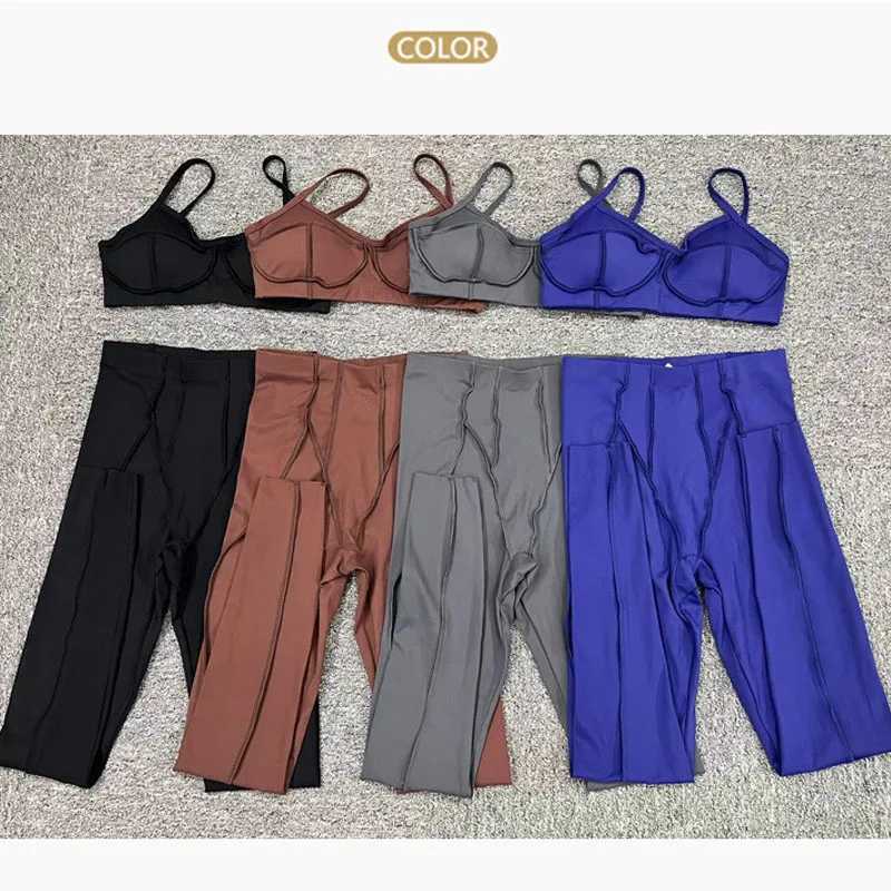 2025 New Set Women Tracksuit Workout Leggings Athletic Suit Gym Push Up Leggings Fitness Bra Sunning Sports Wear Active Wear Z250812