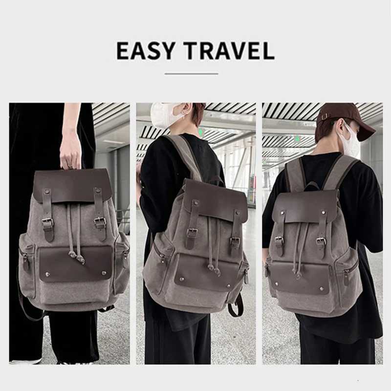 Men Canvas Backpack Vintage Student School Bag Mens Travel For Laptop Pack Fashion Outdoor Women Casual Sport Rucksack Y250811