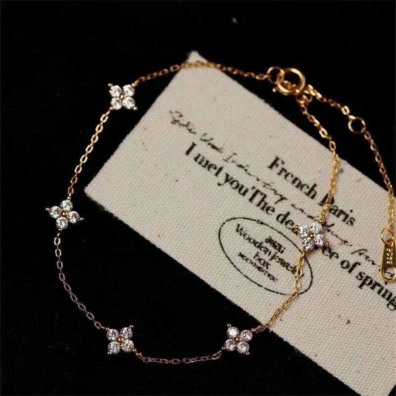 New Crystal Flower Stainless Steel Women Fashion Personality Korean Bracelet Jewelry Accessories Anniversary Gift