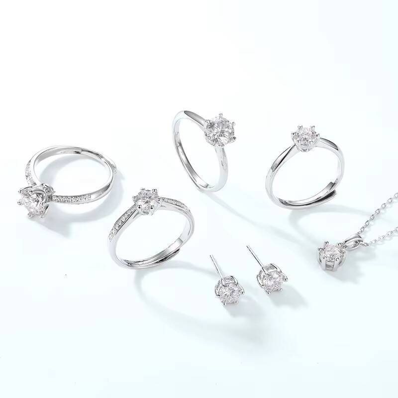 Custom 925 Sterling Silver 1 CT Moissanite Jewellery Eternity Engagement Wedding Ring Jewelry Women