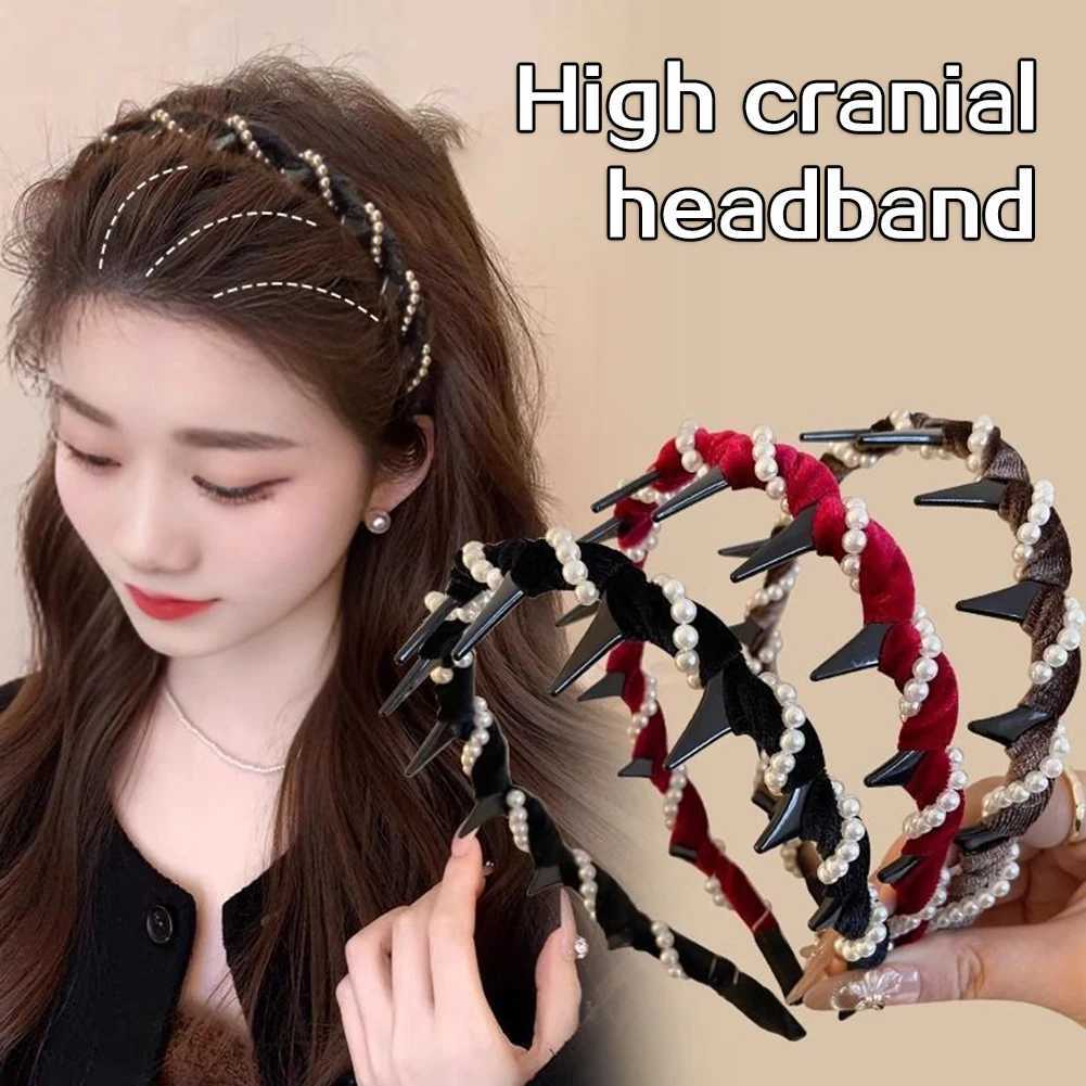 1920s Band Vintage High Cranium Artificial Pearl Hairband Rhinestones Hair Accessories Sweet Fashion Little Girls Hair Hoop X250812