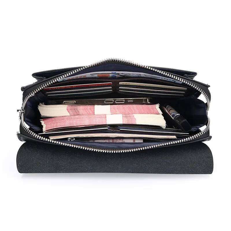 Solid color men's business handbag large capacity wallet card designer bag High quality clutch sacoches hommes