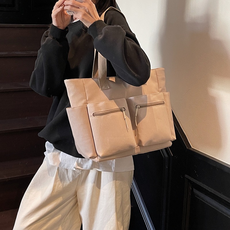 Versatile Canvas for Women New Commuter Large Capacity Simple Office Handbag Single Shoulder Tote Bag