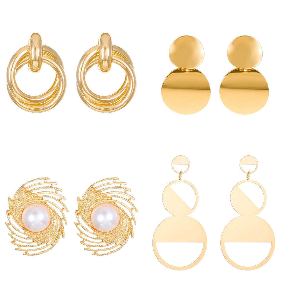 INS Wrinkle Geometric Smooth Earrings for Women, Light High-end Sense, Exaggerated Personality Jewelry