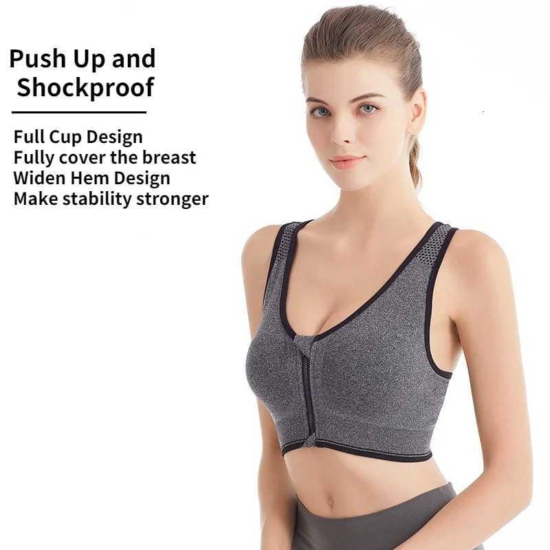 Sports Bra Women Front Zipper More Size Crop Tops Female Gym Jogging Fitness Shockproof Vest Bralette Sports Bras for Women Z250812