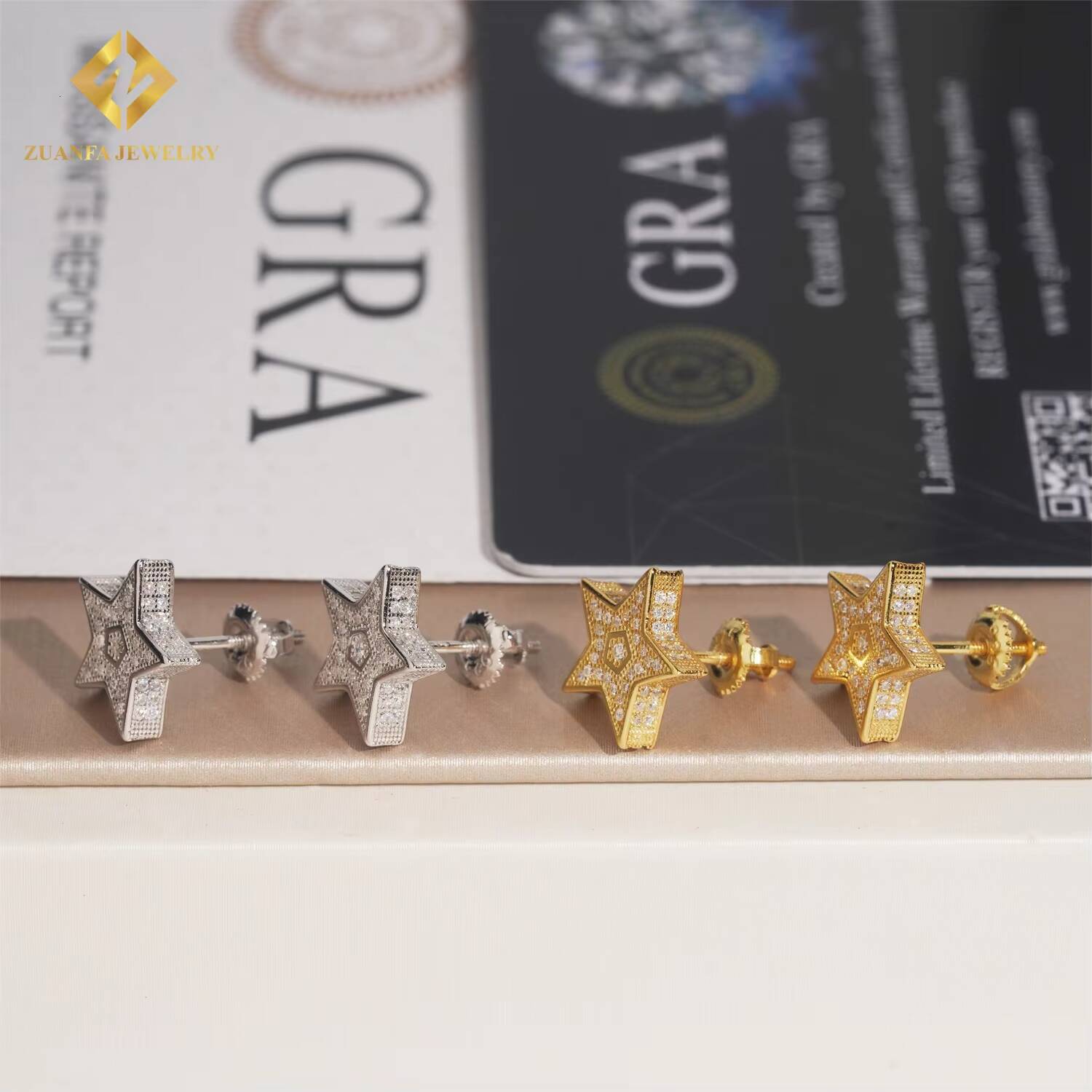 Fast Shipping Screw Back Ear Studs 925 Silver Iced Out Moissanite Jewelry Hip Hop VVS D Moissanite Diamond Star Stud Earrings
