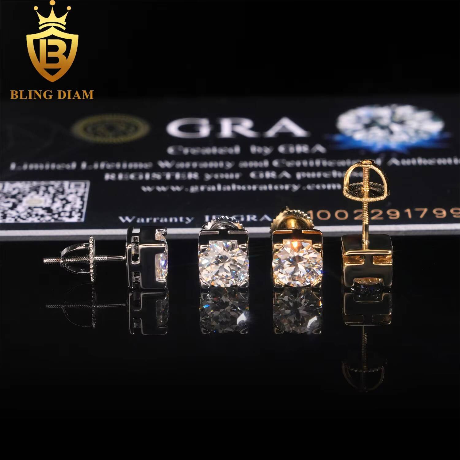 Blingdiam Jewelry Cheap Wholesale 925 Silver Vvs Moissanite With Certificated Lab Grown Diamond Real Gold Luxury Earrings