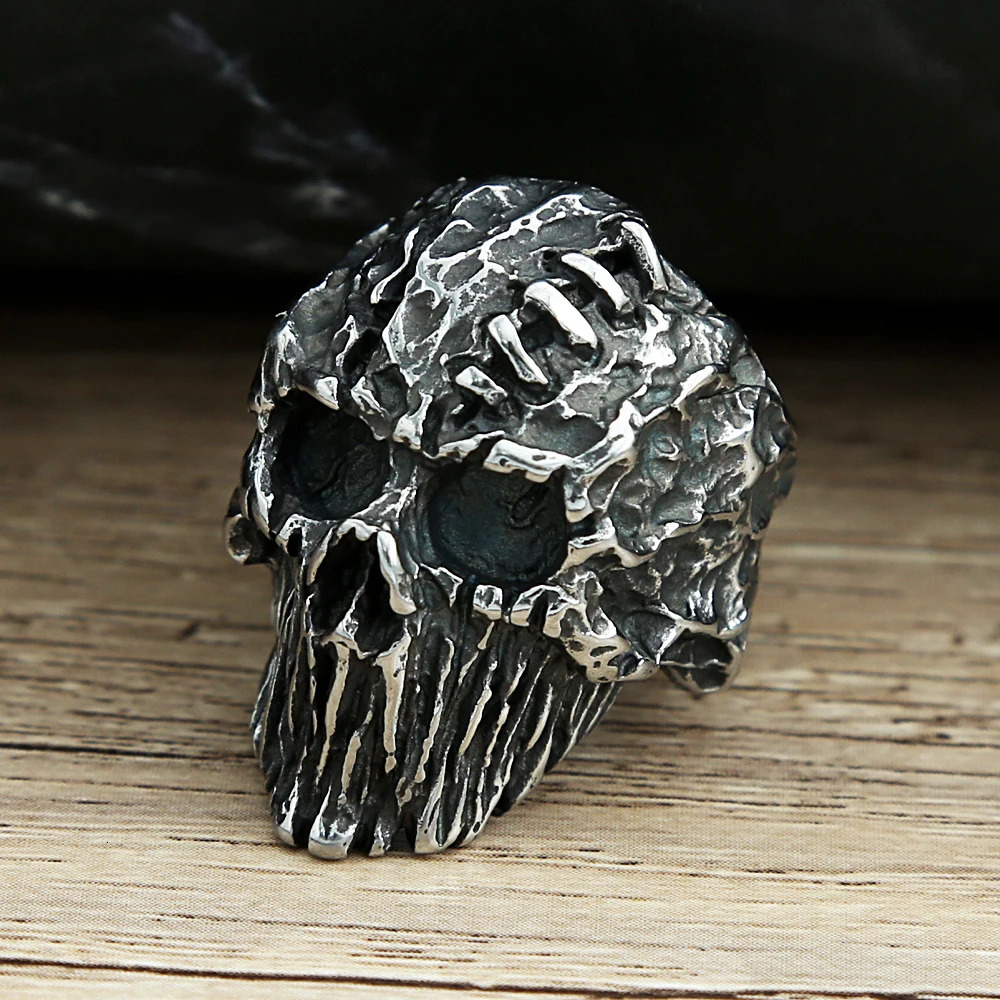 Gothic Vintage Black Devil Skull Rings Steampunk Stainless Steel Skull Ring Mens Hiphop Motorcycle Rock Biker Jewelry Wholesale 250812