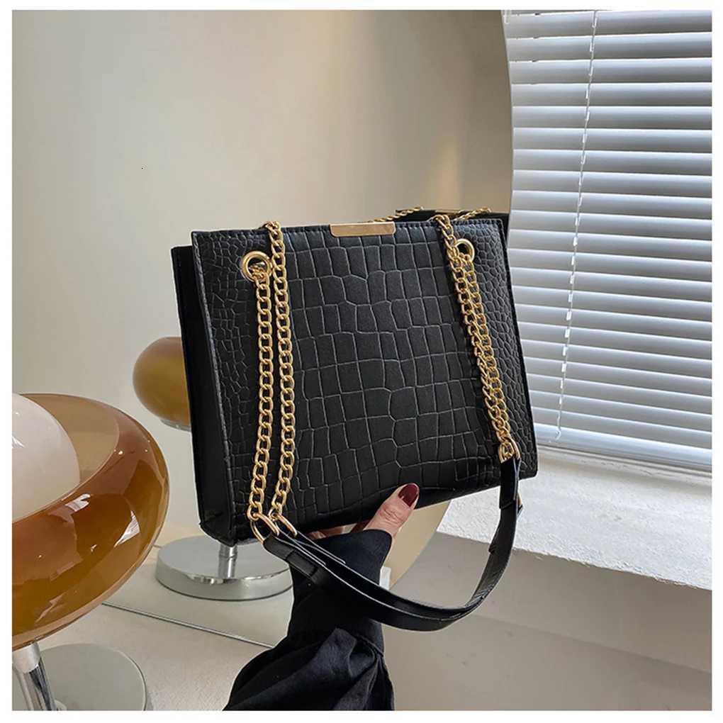 Crocodile Print Women Handbags Purse Tote Bags PU Leather Female Handbags Chain Solid Color Messenger Bag Z250812