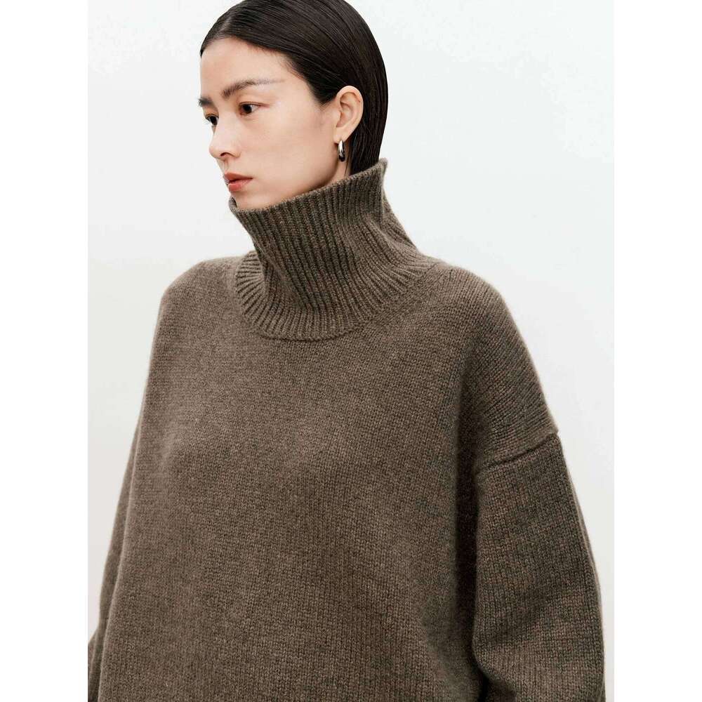 Turtleneck Pure Cashmere Female Loose And Thick Languid Lazy Wind Pullover Knitting Base WOOL Sweater 20250811