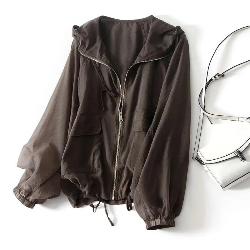 Thin Sunscreen Clothing Anti UV Loose Summer Long Sleeved Jacket Waterproof Quick Dry Womens Coat Outdoor Sports 2025 250808