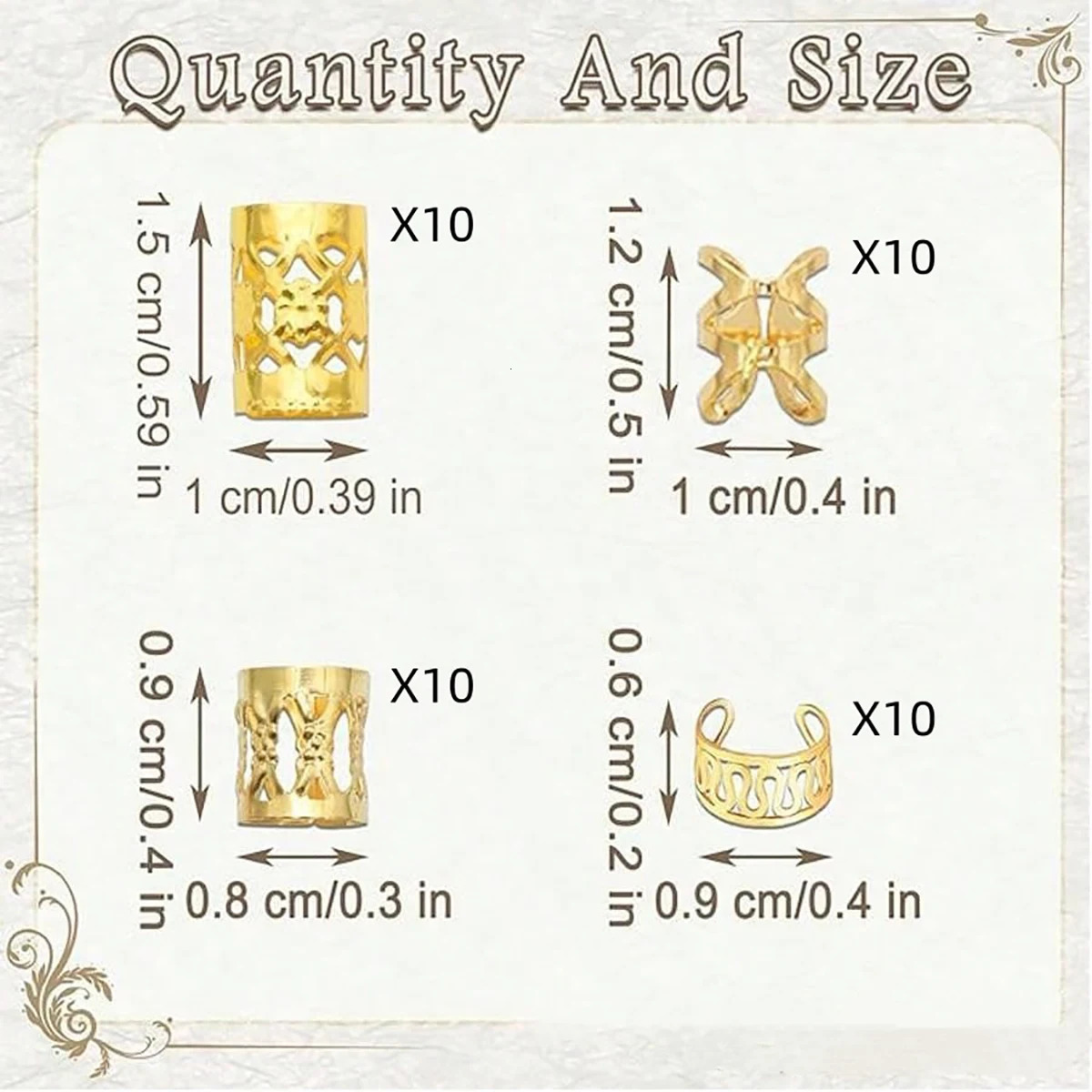 40PCS Alloy Hair Jewelry Cuffs For Braids Metal Dreadlock Beads Rings Multi Style Accessories 250804