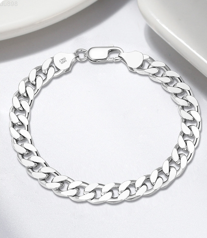 925 Sterling Silver Miami Cuban Chain Bracelet 3.6/5/7MM Width Gold Plated for Men and Women for Gift or Party
