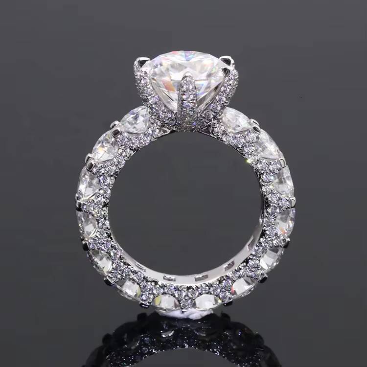 14K White Gold Wedding Ring 3 CTs Moissanite Diamond Ring With GRA Certificate