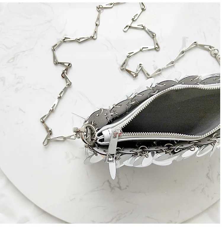 Sequins Handbags Silver Bag Women Small Tote Bag Bling Fashion Lady Bucket Handbags s Glitter Purses 2023 Z250812