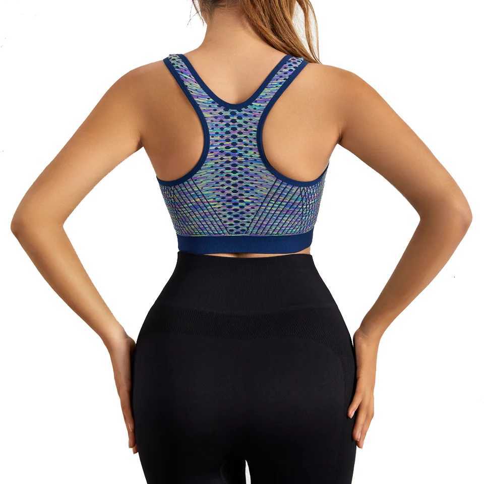 Women Sports Bra Front Zipper Sports Bra Breathable Shock-proof Underwear High Impact Bra Running Vest Fitness Workout Tops Z250812