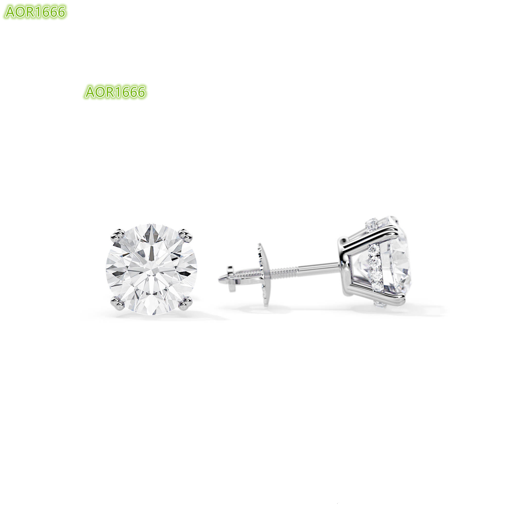 18k White Gold Diamond Stud Earrings Lab Grown Diamond Earrings Lab Grown Diamond Jewelry
