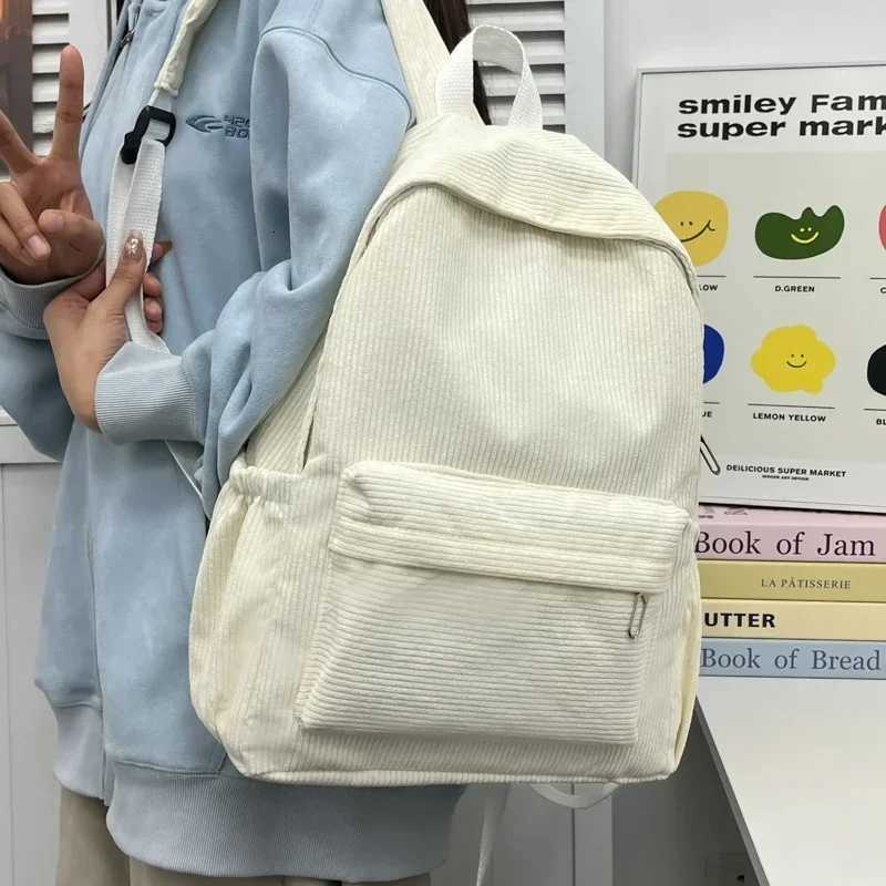 Versatile Zipper Corduroy Solid Colors Fashion Backpacks 2025 New Large Capacity Sewing Thread Schoolbags for Women Causal Y250811