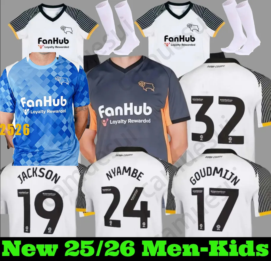 S-4XL 2025 26 Derby County Home Away THIRD Kit Soccer Jersey Men Kids Fans COLLINS YATES OSBORN NYAMBE Tops Trikot Football Shirt