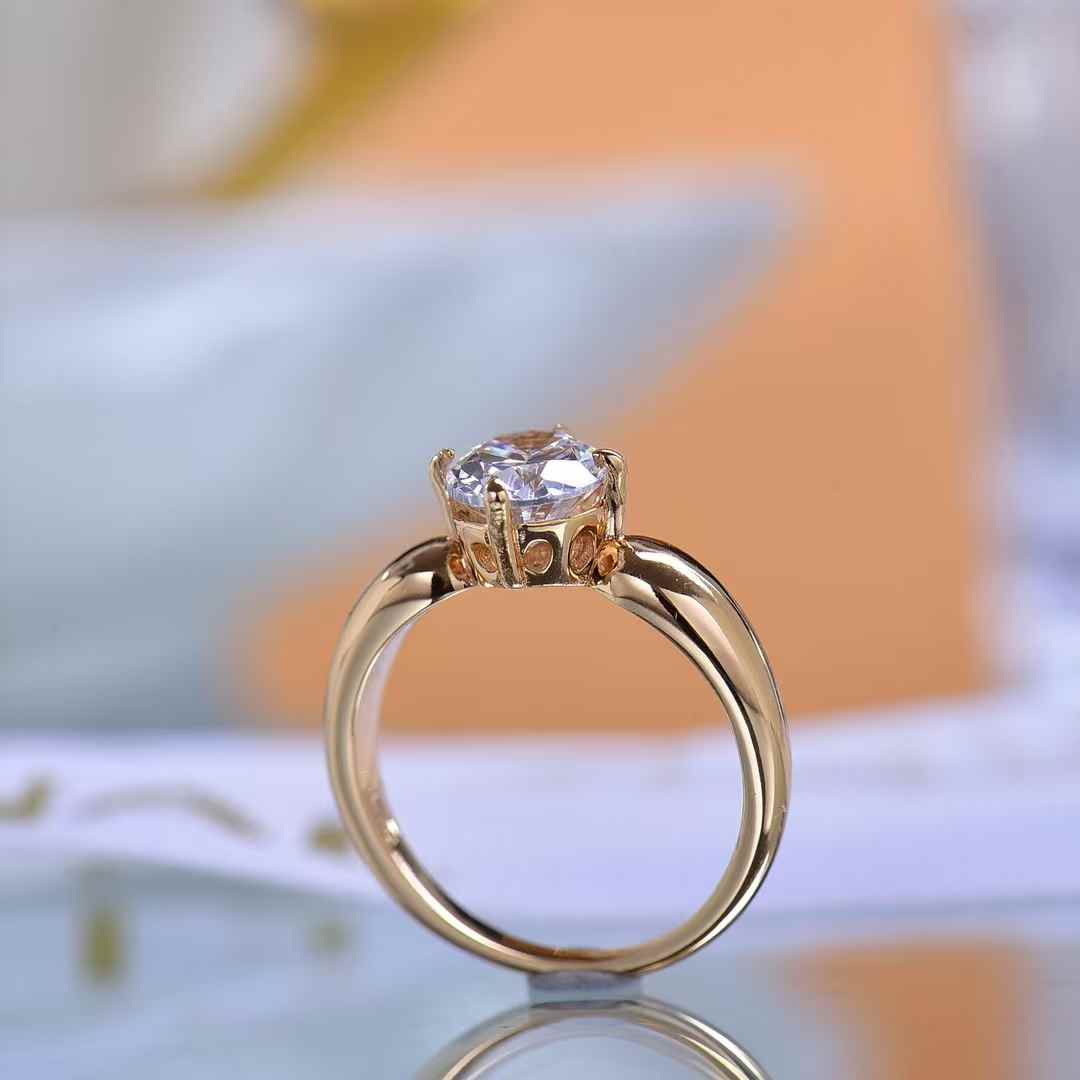 Gold Plated Oval Moissanite Solitaire Ring for Women Sparkling Engagement Daily Wear Jewelry Proposals Anniversaries Casual Glam 2CT