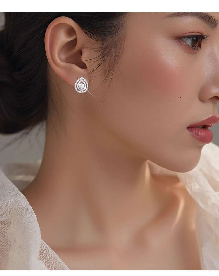 925 Sterling Silver D Color Moissanite Stud Earrings for Women - 1CT Pear Shape Hypoallergenic Earrings, Luxury Lightweight Daily Jewelry