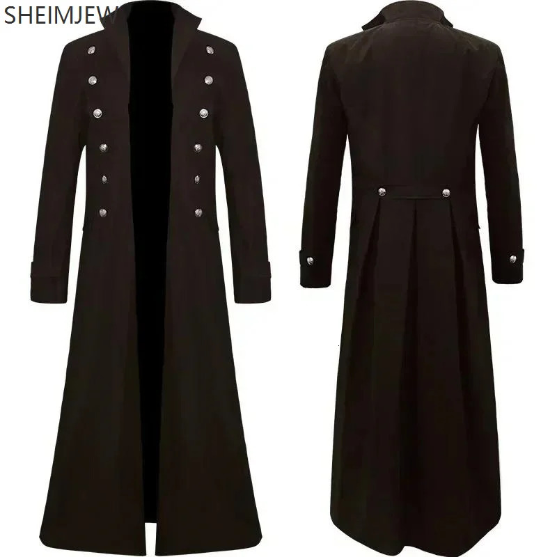 Medieval Mens Pirate Costume Steampunk Vintage Trench Coat Gothic Tuxedo Jacket Victorian Carnival Party Cosplay 250804