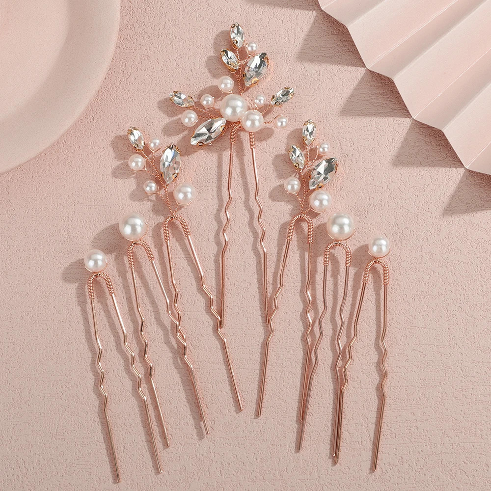7Pcs Hair Pins for Women Wedding Accessories Pearl Silver Bridal Headpiece Hairpins Gold Party Jewelry 250804