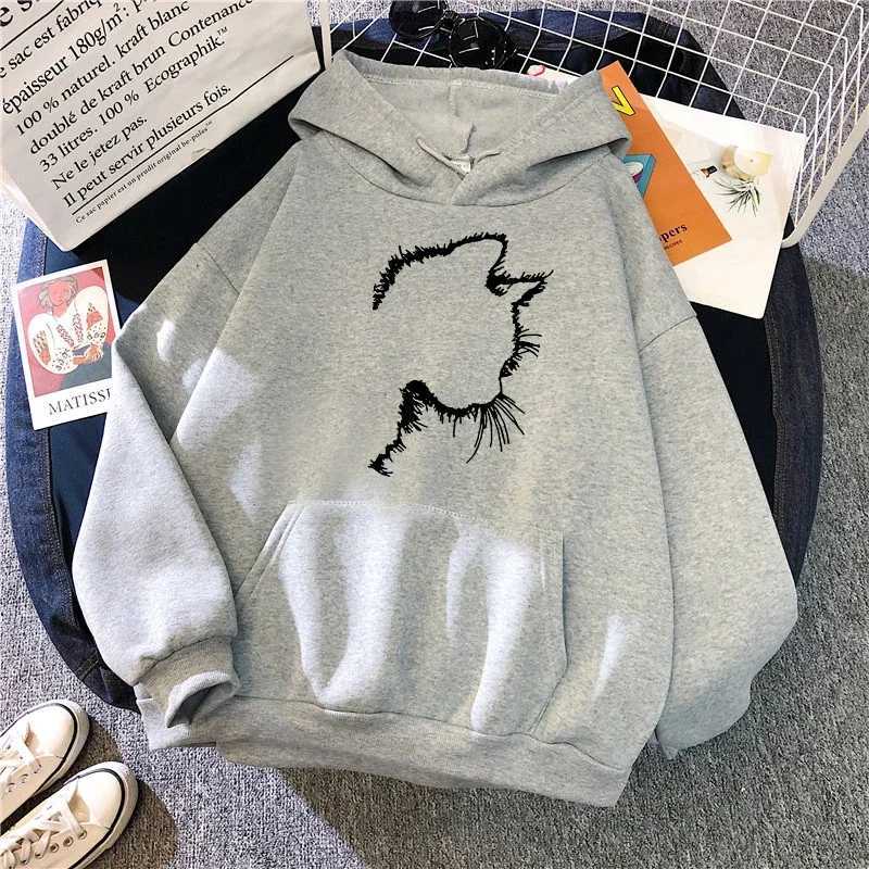 Autumn Winter Womens Sweatshirts Cute Cat Home Casual Hoodies Sports Pullover Tops Daily Woman CloTHing Y250811