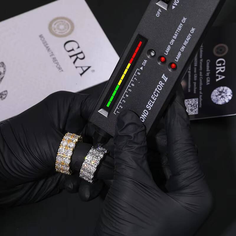 S925 Sterling Silver Double Row Moissanite Hip-Hop Ring for Men Women Simple Fashion Accessories Available Europe United States