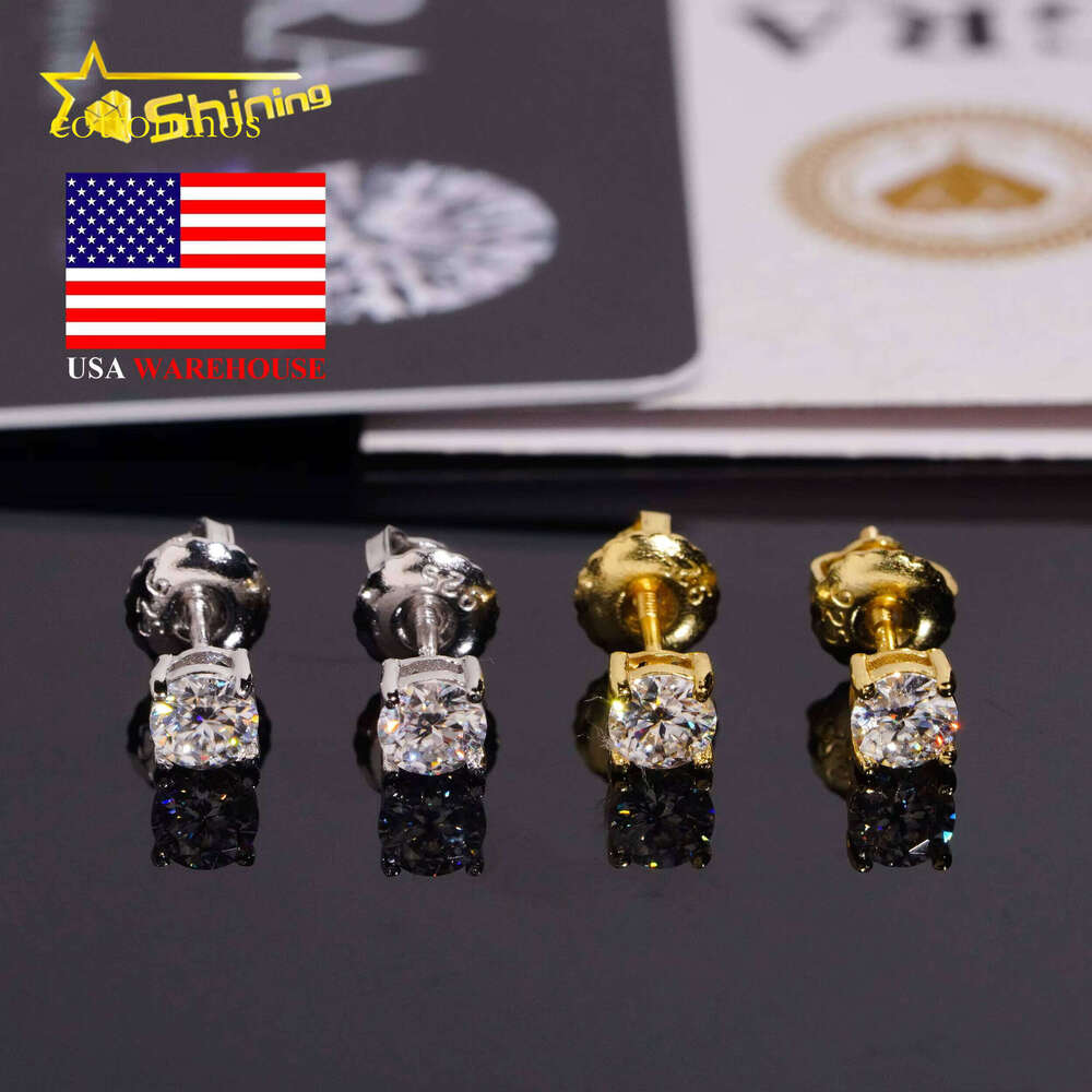 Hot Selling Jewelry Sterling Sier Round Cut 4mm Earrings Small Studs Made with Vvs Miossanite Iced Out