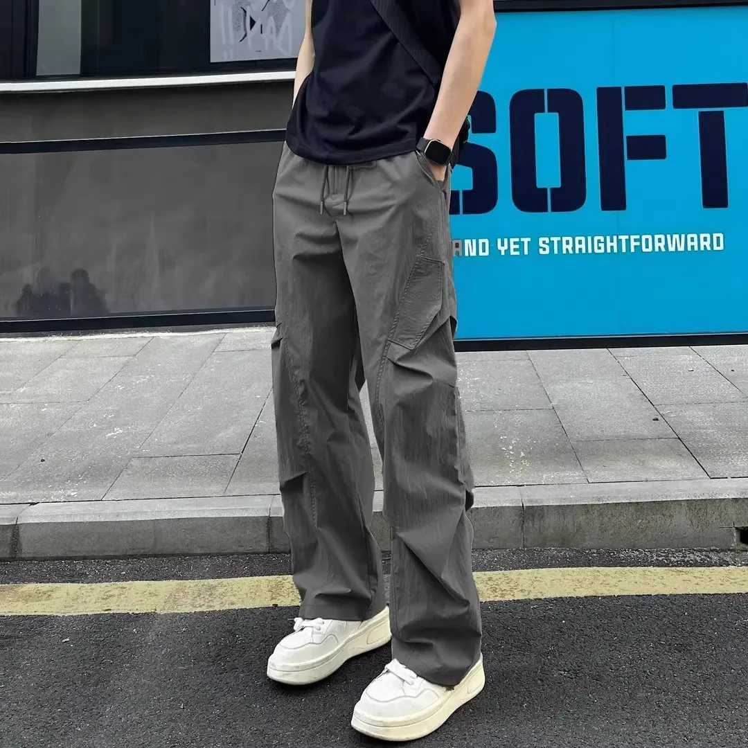 Mens Summer Thin Ice Silk Curved Blade Cargo Pants X250812