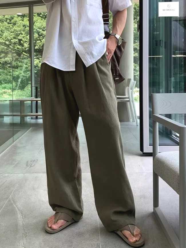 American Sle Cotton Linen Workwear Mens Thin Breathable Loose Straight Sun Protection Long Pants Korean Light Luxury Linen... W250812