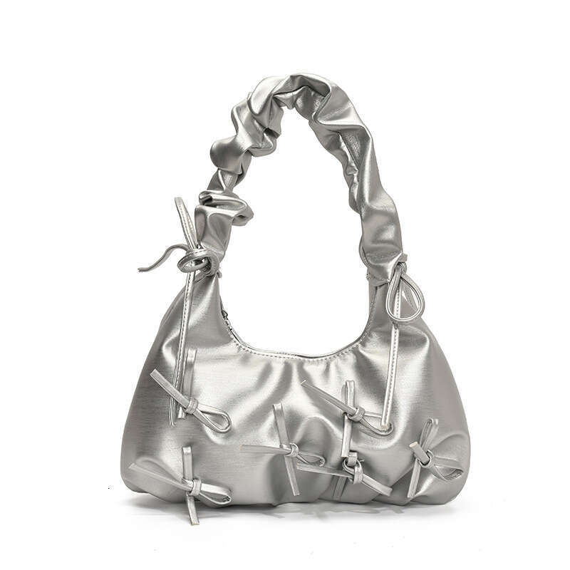 Cool Style Sweet Bowknot Underarm for Women 2025 New Versatile Casual Commuter Niche Ruched Design Cloud Bag