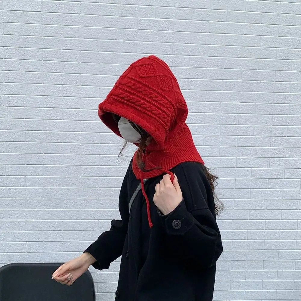 Fashion Winter Knitted Balaclava Hat Warm Cashmere Scarf Shawl Thicken Accessories Wool Pullover Hat 250808