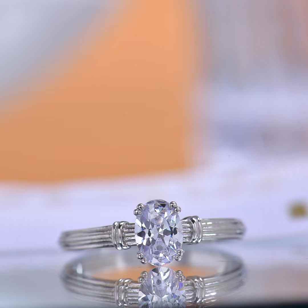 Oval Moissanite Solitaire Ring in Silver Sparkling Engagement Daily Elegance Jewelry for Women Ideal for Proposals Anniversaries Timeless Style